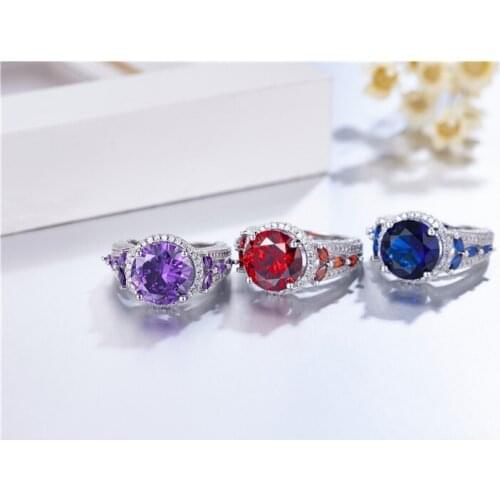 Vintage Stylish Round natural Ruby Gemstone Rings For Women 925 silver Finger Rings Bridal Wedding Jewelry Lover Gift