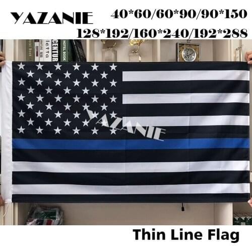 YAZANIE United States Thin Blue Line Flag Blue Live Matters American Police White And Blue Stars Printed Brass Grommet Flags