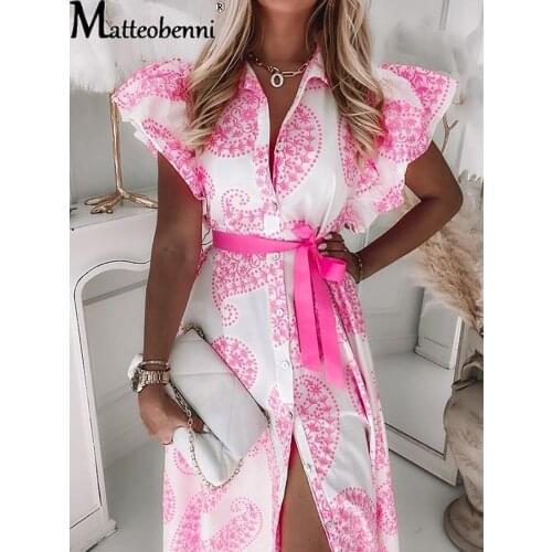 Summer Women Shirt Dress Slim Print Dress 2021 Casual Streetwear Elegant Short Sleeve Ladies Clothing Vintage Dresses Vestidos