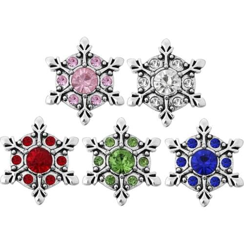 10pcs/lot Hot Sale Christmas Snap Jewelry Rhinestone Snowflake Snap Button Fit Ginger 18mm Snap Bracelet Bangle DIY Accessories