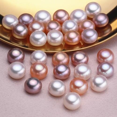 10pcs/lot bread round natural real pearl beads half drilled jewelry making high quality bead material