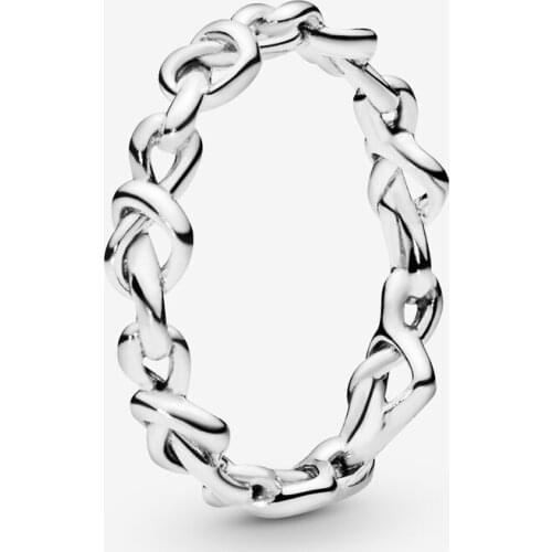 100% 925 Sterling Silver Rings for Women Knotted Hearts Band Ring Silver Jewelry Wedding Party Gift bague femme