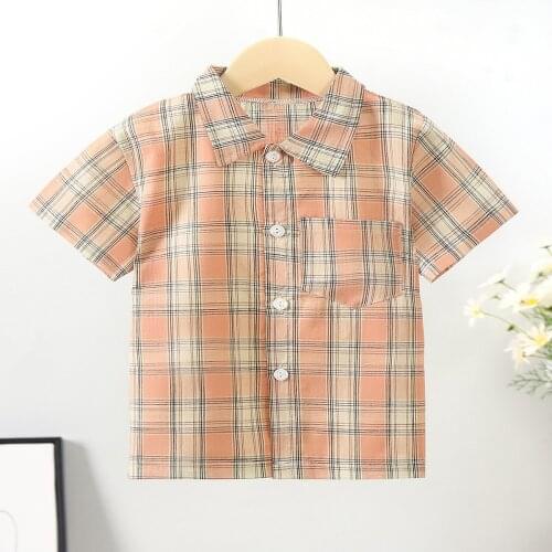 2021 Fashion Design Kids Tops Toddler Boy Shirts Casual Short Sleeve Boys Shirt Summer Children Clothes 3 4 5 6 Year Kids Shirt