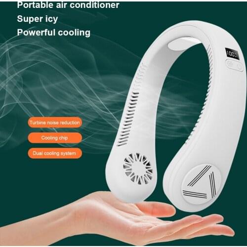 2021 Hands Free Neck Fan New Style Refrigerator Cooling Fan Without Leaf Hanging Neck Portable Summer Lazy Fan 3Modes Adjustable