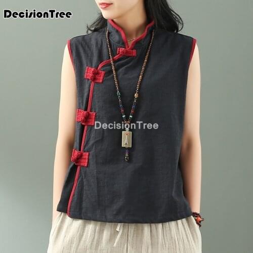 2021 solid elegant chinese qipao vests chinese women clothing traditional national tang suit tops elegant lady sleeveless vest