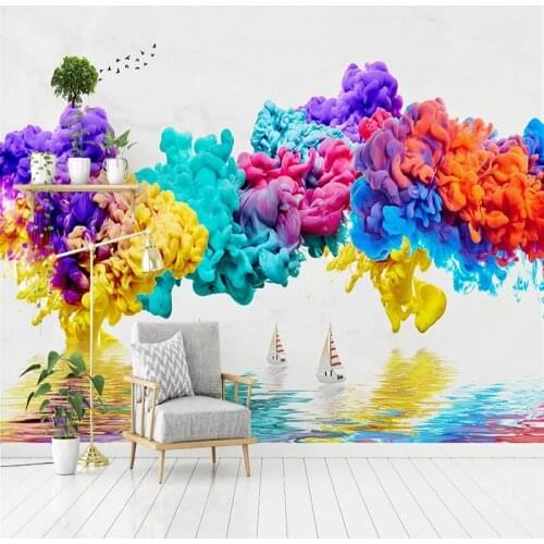 3D Wallpaper Modern Abstract Somke Birds Ink Landscape Photo Wall Murals Living Room Study Wall Sticker Waterproof Wallpaper 3 D