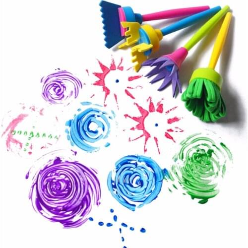 4 Pcs DIY Flower Graffiti Sponge Art Supplies Brushes Seal Painting Tools Funny Drawing Funny Toy for Children Party Decoration