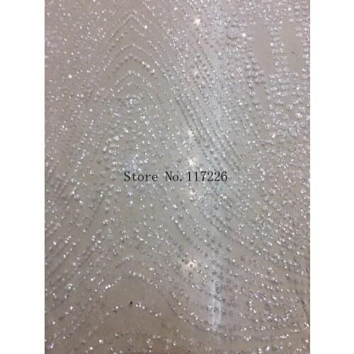 5yards mesh tulle hand print glitter lace fabric in white color JRB-91105 for wedding dress/evening dress/party