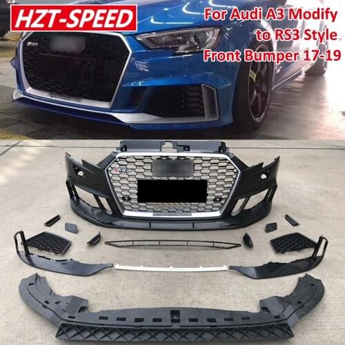 A3 Modify to RS3 Style Front Bumper Unpainted PP Material For Audi A3 2017-2019