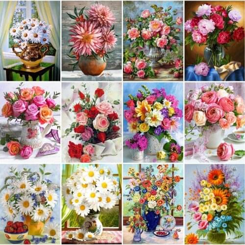 AZQSD Diamond Embroidery Rose Daisy Mosaic Rhinestones 5D Diamond Painting Flower Cross Stitch Handmade Sale Decoration Home