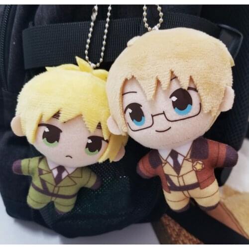 Anime APH Plush Stuffed Pendant Axis Powers Hetalia Arthur Kirkland Alfred F Jones Toy Bag Doll Keychain Cosplay Cartoon Props