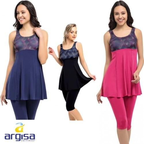 Argisa 6615 Patterned Garnili The Tights Dress Swimwear 38-46 Plus Size Turkey Womens Swimwear Fashion One Piece Beachwear Bodysuits