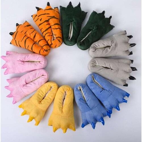ASILETO 2019 Winter Warm Soft indoor floor Slippers Women Men Children slippers Paw Funny Animal Monster Claw pantoufle zapatos