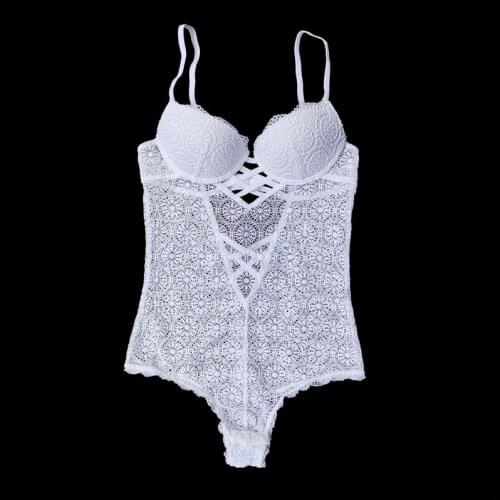 White Lace See-through Hollow Out Open Crotch Sexy One Piece Women Bodysuit Sexy Lingerie Teddy Underwear Gift SLA053