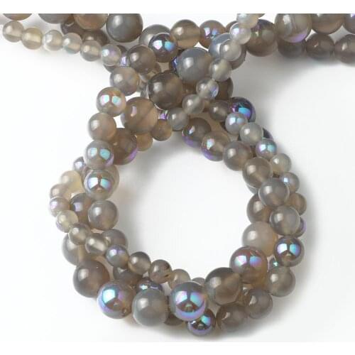 Natural Gray Agates Labradorite Sone Bead Diy Women Necklace Bracelet Loose Spacer Beads for Jewelry Making Diy Earring 6/8/10mm