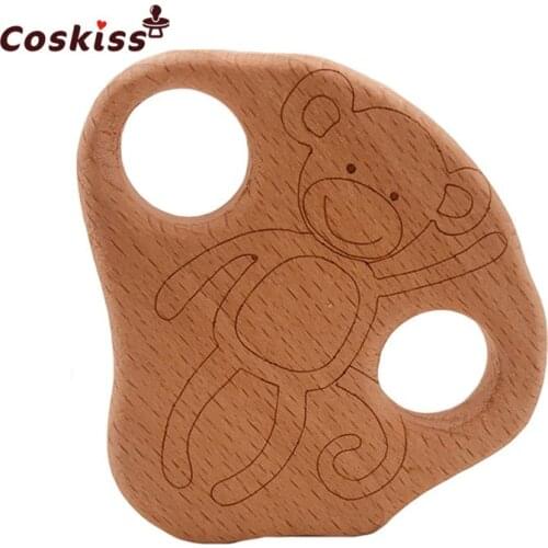 Baby Teether Monkey Pendant Baby DIY Wood Teether Baby Food Teet Necklace Bracelets Accessories BPA Free Pacifier Wooden Teether