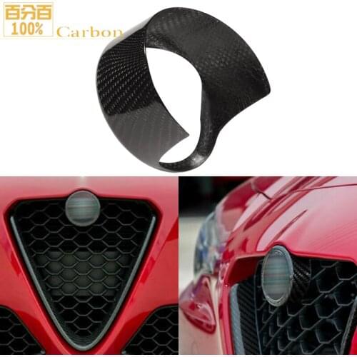 For Alfa Romeo Stelvio Real Carbon Fiber Front Grille Decoration Logo Frame 2017