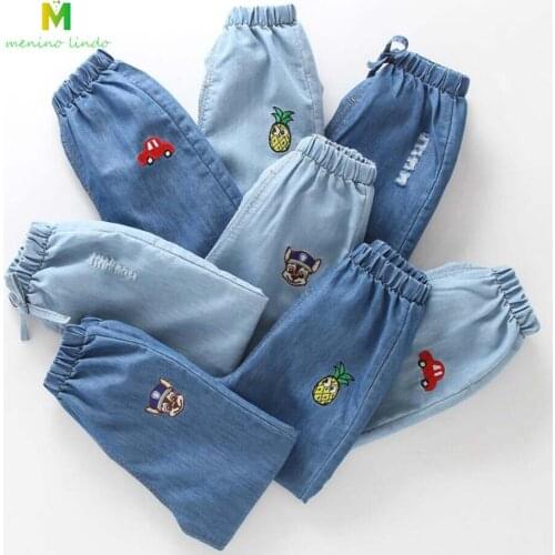 Boys jeans baby cotton soft comfortable long denim trousers little kids summer thin pants 1-5T boys outwear children clothes