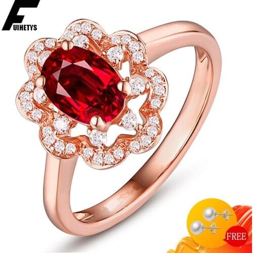 Elegant Women Ring 925 Silver Jewelry Oval Shape Ruby Zircon Gemstone Finger Rings for Wedding Engagement Party Gift Accessories