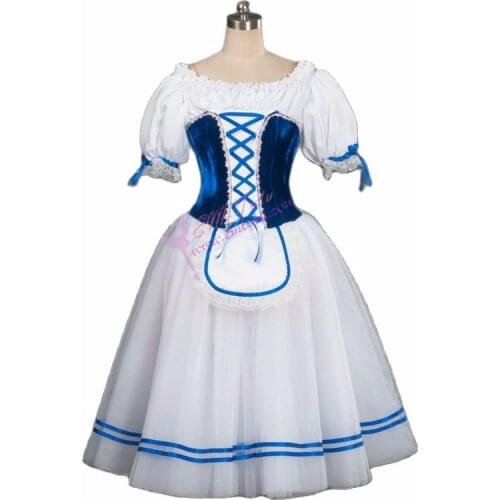 Blue white peasant ballet costume, giselle ballet tutu,professional ballet long tutu,ballerina romantic tutu,Napoli ballet dress