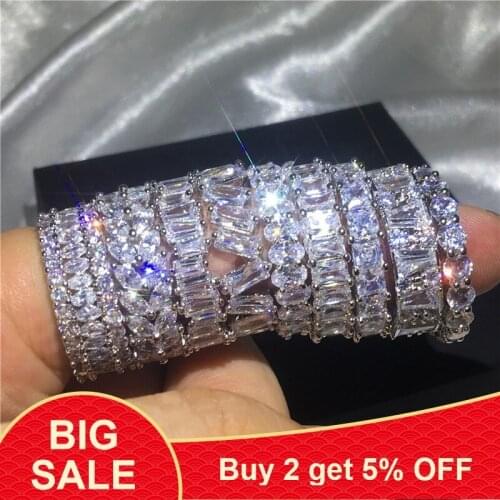 16 Styles Original design 925 sterling silver wedding band eternity Ring for Women solid engagement anniversary fashion jewelry