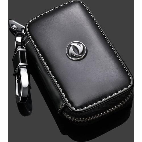 Leather Car Key Case Cover For Dongfeng 580 F507 4008 3008 5008 2008 With Logo Remote Shell Car Key Shell Car Styling Bag