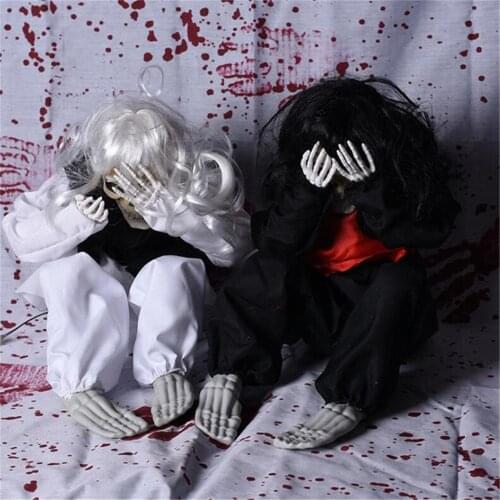 Creative Gift Sitting Ghost Voice Control Electric Man/women Eyes Turn Red Make Crying Sound Creepy Props Halloween Decoration