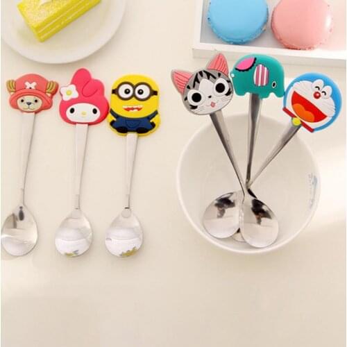 Cute Spoon Creative Cartoon Stainless Steel Tableware Small Spoon PVC Spoon Tea Coffee Stirring Spoon Tableware Kitchen Tool