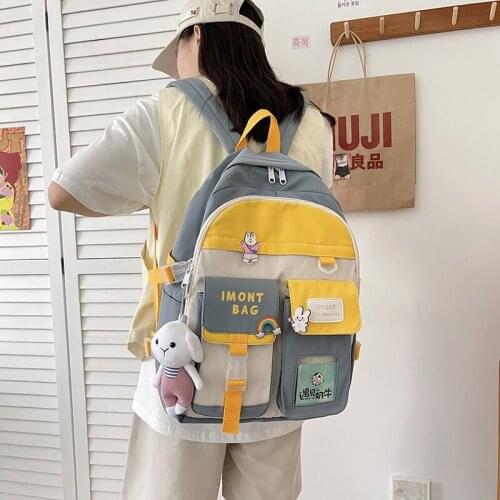 Lovely Girl Student Backpack Large Capacity Nylon Laptop Bag Kawaii Mochila Fashionable Travel Backpack For Women