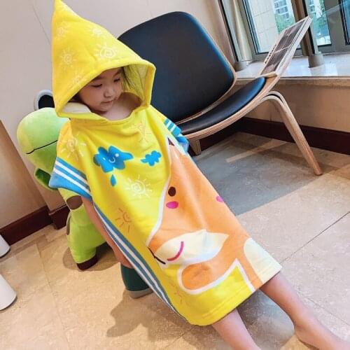 Cartoon Baby Hooded Cloak Beach Towel Boys Girls Kids Swimming Bath Towel Microfiber Terry Infant Bathing Wrap Children Bathrobe