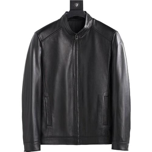 Short Genuine Jacket Men Spring Autumn Man Mens Sheepskin Real Leather Jackets and Coat 18017 KJ1080