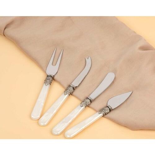 Premium 4-Piece Cheese Knife Set Stainless Steel Cheese cutter Slicer Fork Server Wedding Perfect Gift Set