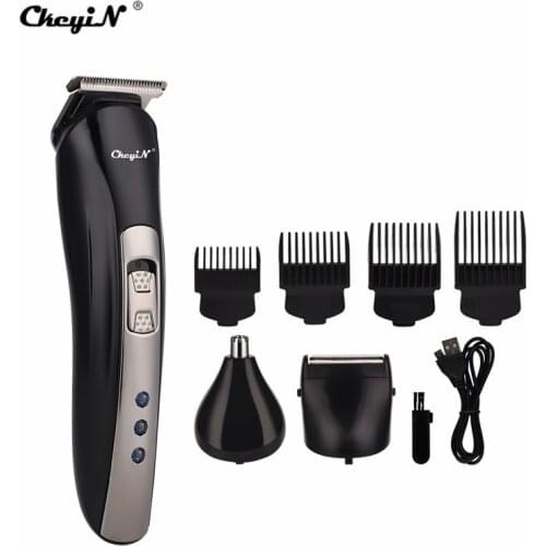 Rechargeable Male Powerful Hair Clipper Sideburns Trimer Beard Trimmer Shaving Machine Nose Ear Hair Remover with Limit Combs