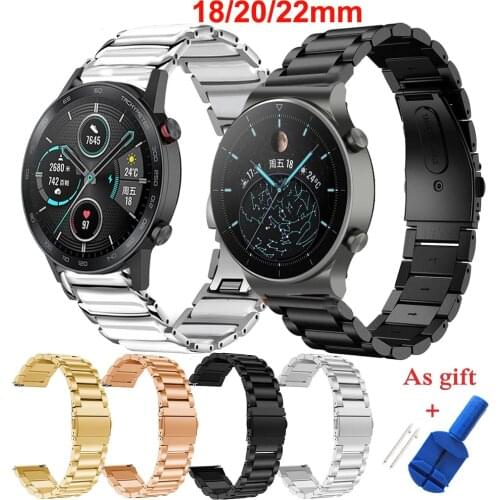 18 20 22mm Straps For Huawei Watch GT 2 42 Watchband GT2 Pro Honor ES Magic2 46mm bracelet Stainless Steel Belt Wristband Correa