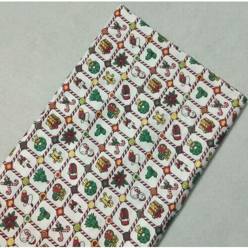 Happy Merry Christmas Gift Snowman Boot Tree Bell Printed Cotton Fabric 50x160cm Bedding Quilting Clothing DIY fabric