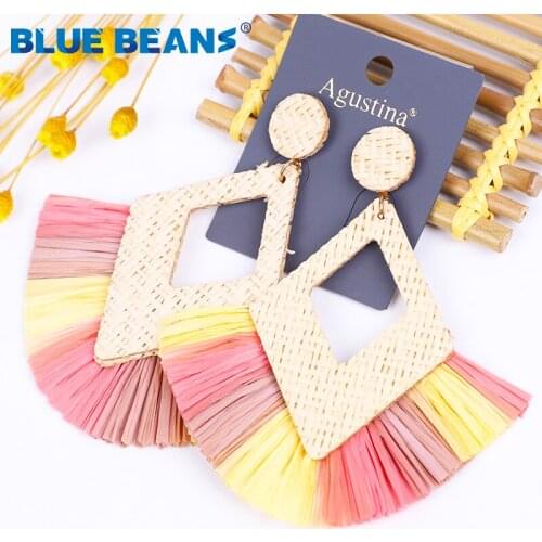 Tassel Earrings For Women Fashion Handmade Rattan Jewelry Bohemian geometric Dangle Drop Earings Gifts statement oorbellen