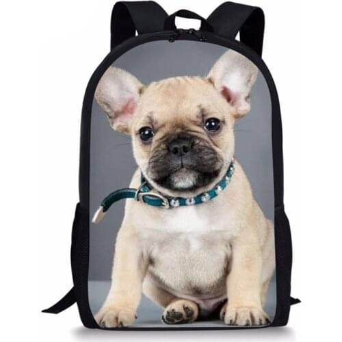 French Bulldog 3D Print School Bags Children Casual Schoolbags Book Rucksack Cute Animal Shoulder Backpack for Women