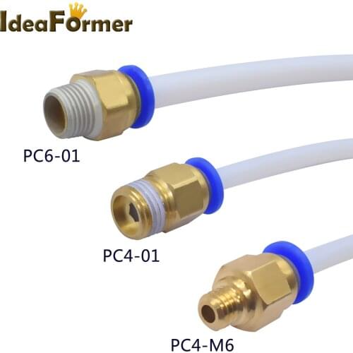 10Pcs/Lot 3D printer J-head Blue Pneumatic Connector Thread M6/M10 Quick Jointer for 1.75/3.0mm filament Feeder Pipe Push Part