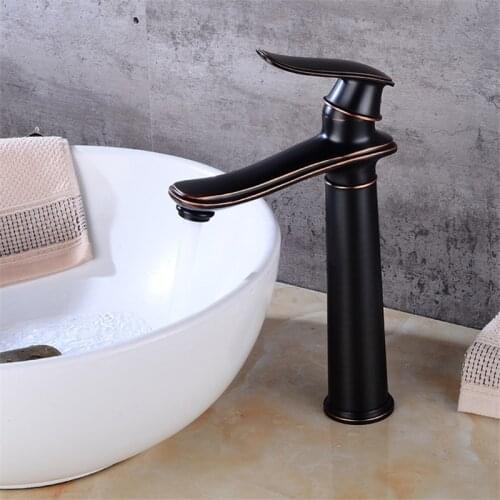 Basin Sink Faucet Cold&Hot Bathroom Faucet Black Chrome Golden Antique ORB Mixer Tap Brass Single Hole Mixer Deck Mounted Taps