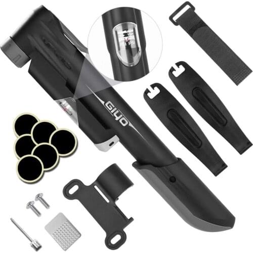 Bike Pump with Gauge Portable Frame Bicycle Tire Pump Puncture Repair Tool Kit accessory Fits Presta & Schrader Automatically