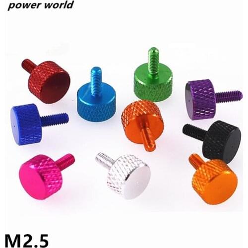 M2.5 DIY Hand Screw Knurling Thumb Screw Colourful Aluminum Alloy Computer Case Power Screws