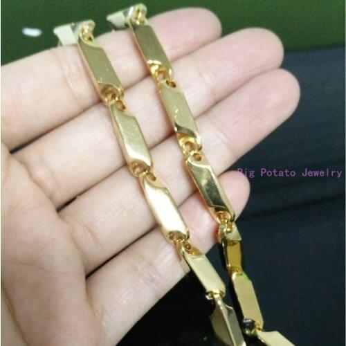 High Quality 4mm Gold Stick Necklace Chian 316L Stainless Steel For Charming Boys Male Fashion Jewelry 16-40inch Custom Size