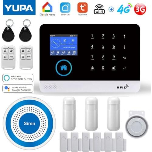 WIFI 4G Home Security Alarm System With Pet Motion Sensor Indoor Strobe Siren Burglar For TUYA Smart life APP Supports Alexa