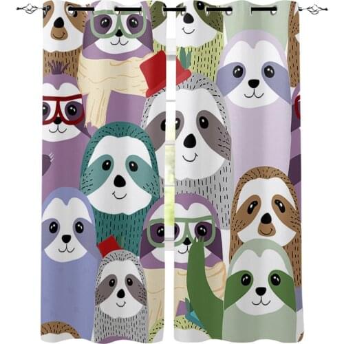 Kitchen Curtains Collection Sloth Families Luxury Curtains Home Living Room Bedroom Item Window Curtain for Living Room