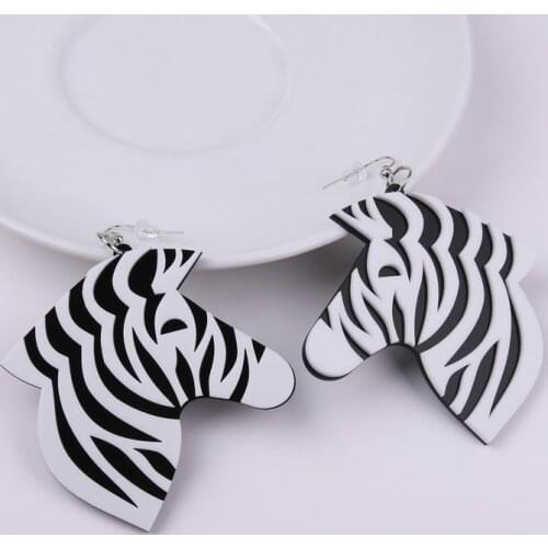 2021 Women Punk Earrings Zebra Pandent Earrings Charm Hip Hop Girls Gift Hook acrylic jewelry Evening Party Earring