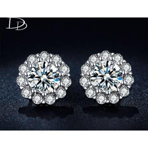 Chic cute flowers Austrian crystal stud earrings for women white 585 gold color vintage brincos de festa fashion jewelry DDe041