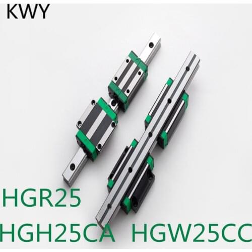 1pc hgr25 hgh25 quadrado de guia linear 100-1100mm + 1 peça slide bloco de transporte hgh25ca/flang hgw25cc cnc peças rotea