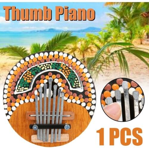 1pcs Natural Coconut Shell 7 Keys Thumb Piano Musical Instrument Random Color Pattern Thumb Piano Easy-to-learn