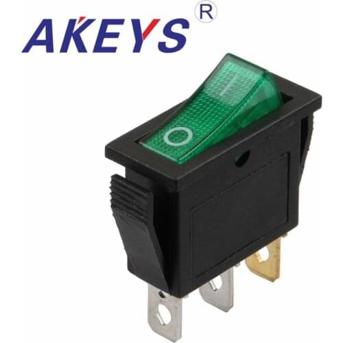 10PCS KCD3-101-3P 13.5*31MM ship type switch with Green light Printer rocker switch