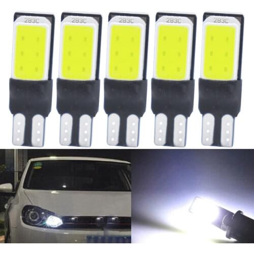 10pcs High Bright COB T10 W5W 194 LED Car Light Bulb Socket For Door Light Trunk Light License Plate Lighting 12V 6000K Amber